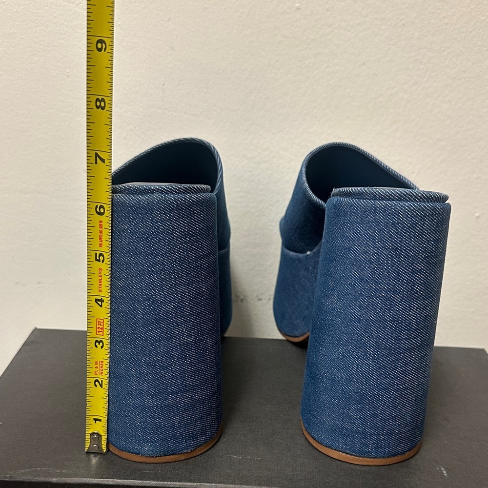 LARROUDE Women's Wanda Slip On
Platform Denim Slides In Blue Platform Sandals - Picture 11 of 16